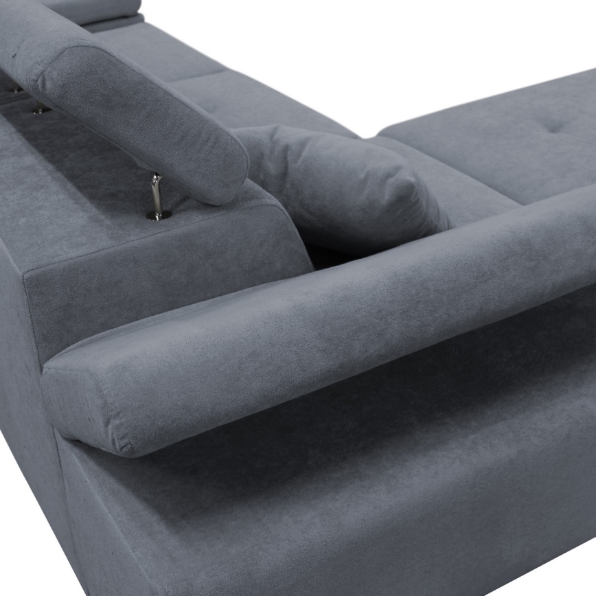 Rozkladacia rohová sedacia súprava CASTELO v tvare L s úložným priestorom, ľavé prevedenie, tmavosivá