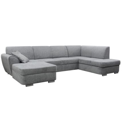 Rozkladacia rohová sedacia súprava s úložným priestorom do U SERPA pravá sivá