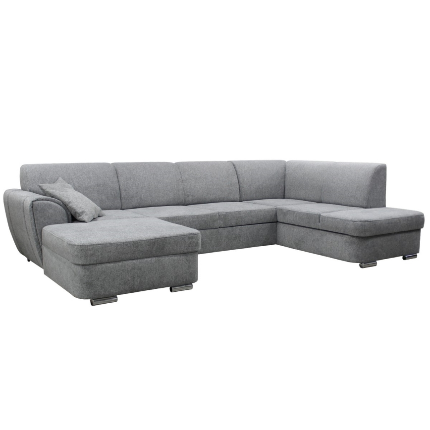 Rozkladacia rohová sedacia súprava s úložným priestorom do U SERPA pravá sivá