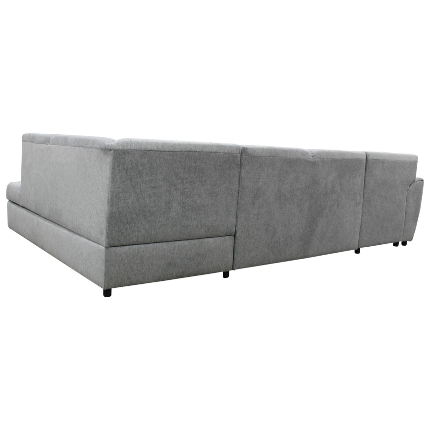 Rozkladacia rohová sedacia súprava s úložným priestorom do U SERPA pravá sivá