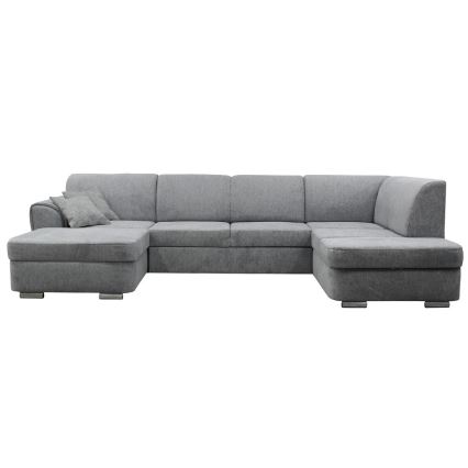 Rozkladacia rohová sedacia súprava s úložným priestorom do U SERPA pravá sivá