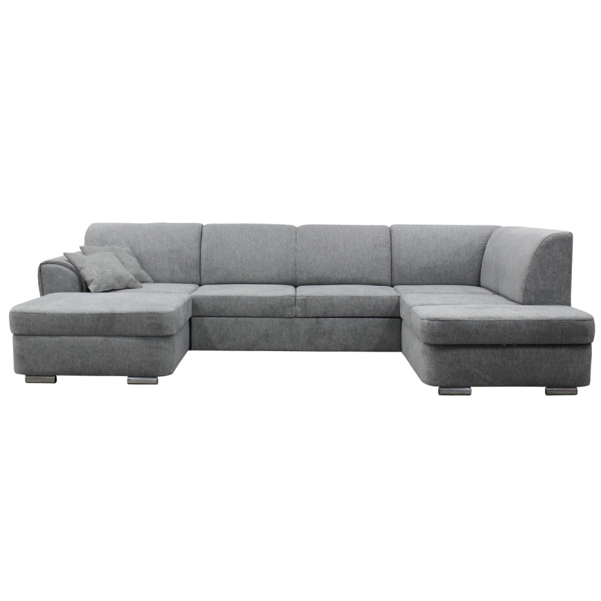 Rozkladacia rohová sedacia súprava s úložným priestorom do U SERPA pravá sivá