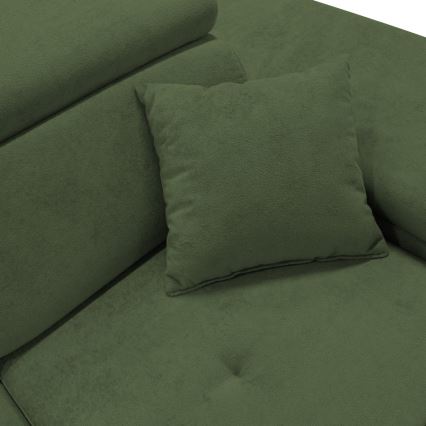 Rozkladacia rohová sedacia súprava s úložným priestorom v tvare L CASTELO, pravostranné prevedenie, zelená