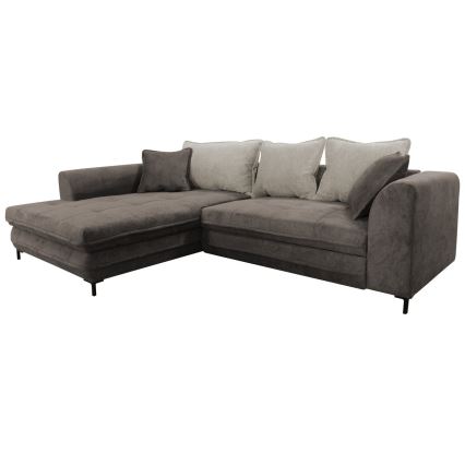 Rozkladacia rohová sedacia súprava s úložným priestorom v tvare L LAGOA ľavá taupe/šedá