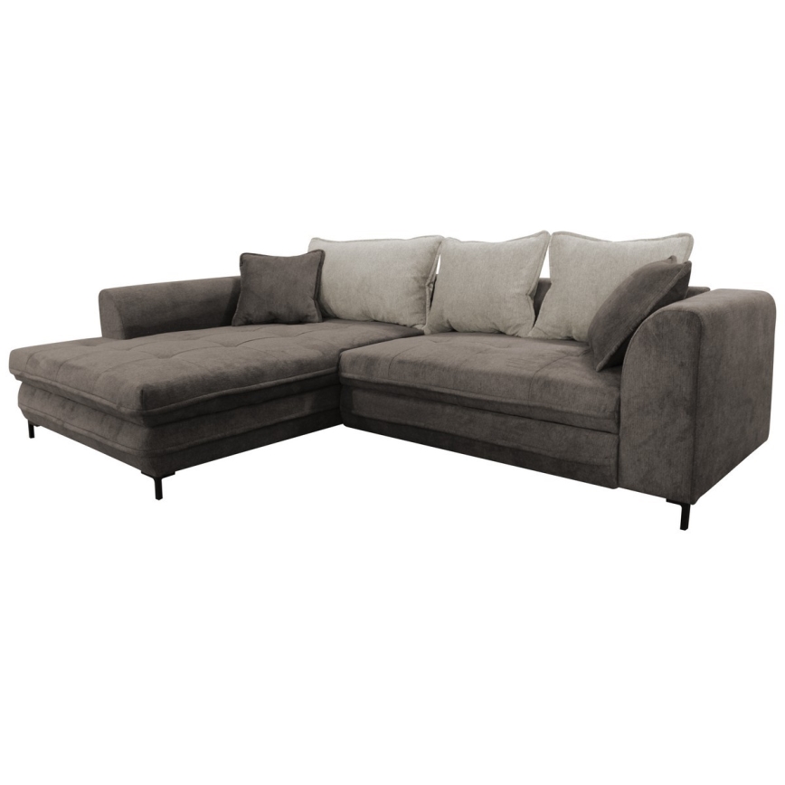 Rozkladacia rohová sedacia súprava s úložným priestorom v tvare L LAGOA ľavá taupe/šedá