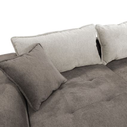 Rozkladacia rohová sedacia súprava s úložným priestorom v tvare L LAGOA ľavá taupe/šedá