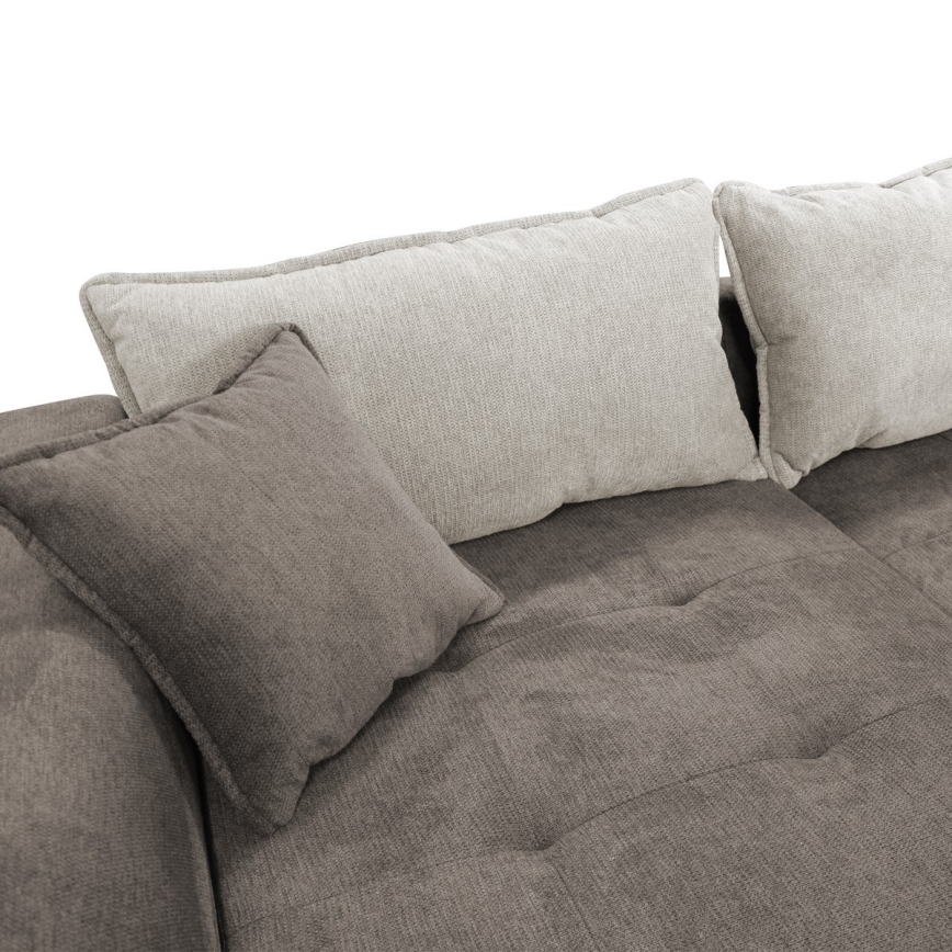 Rozkladacia rohová sedacia súprava s úložným priestorom v tvare L LAGOA ľavá taupe/šedá