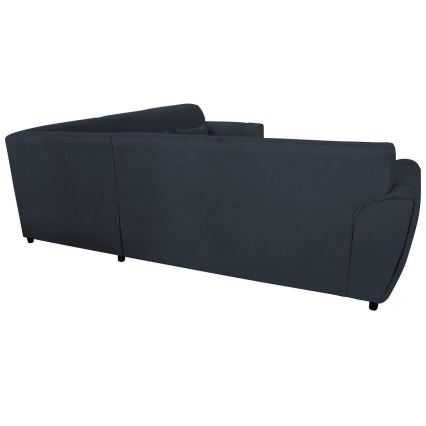 Rozkladacia rohová sedacia súprava s úložným priestorom v tvare L VISEU ľavá antracit/čierna