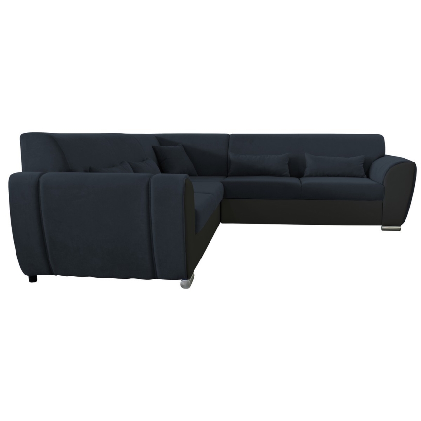 Rozkladacia rohová sedacia súprava s úložným priestorom v tvare L VISEU ľavá antracit/čierna