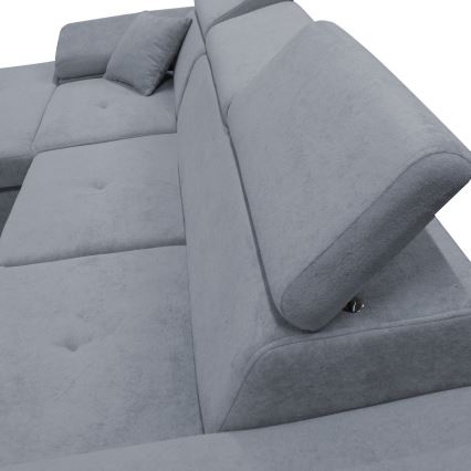 Rozkladacia rohová sedacia súprava v tvare L CASTELO, ľavé prevedenie, s úložným priestorom, tmavosivá