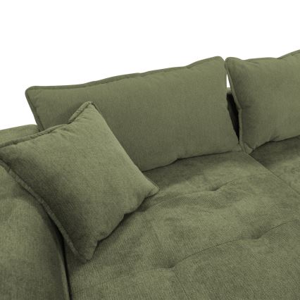 Rozkladacia rohová sedacia súprava v tvare L s úložným priestorom LAGOA, ľavé prevedenie, zelená