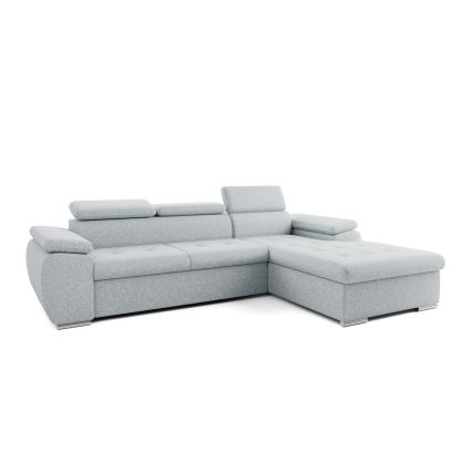 Rozkladacia rohová sedacia súprava v tvare L s úložným priestorom PADUA sivá pravá