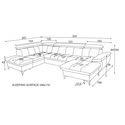 Rozkladacia rohová sedacia súprava s úložným priestorom do U CATANIA ľavá béžová