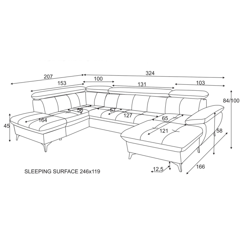 Rozkladacia rohová sedacia súprava s úložným priestorom do U CATANIA ľavá béžová