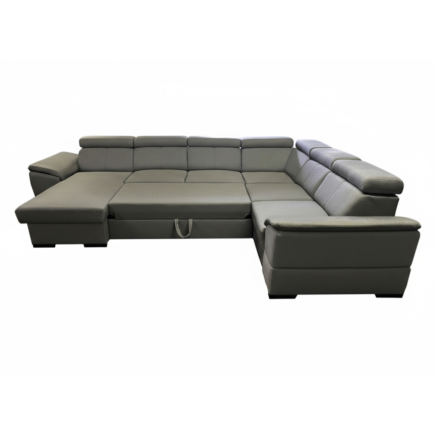 Rozkladacia sedacia súprava s univerzálnym rohom do U s úložným priestorom GRANADA tmavosivá