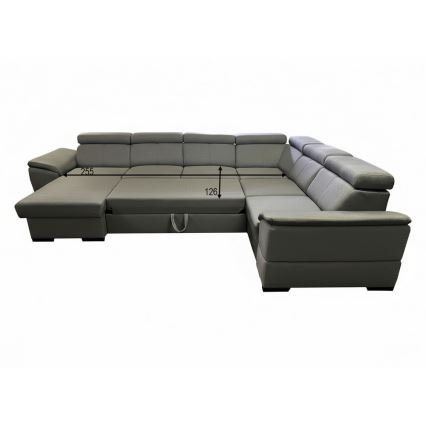 Rozkladacia sedacia súprava s univerzálnym rohom do U s úložným priestorom GRANADA tmavosivá