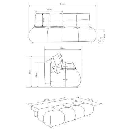 Rozkladacia trojmiestna pohovka NUORO so úložným priestorom, zelená