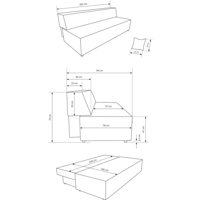 Rozkladacia trojmiestna pohovka s úložným priestorom TERAMO béžová