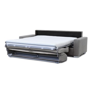 Rozkladacia trojmiestna sedačka LEKA na každodenné spanie, sivá