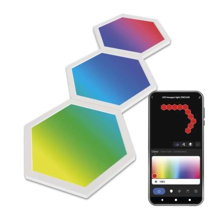 SADA 3x LED RGBIC+CCT Stmievateľný panel - rozšírenie 3xLED/1,8W/230V Wi-Fi Tuya