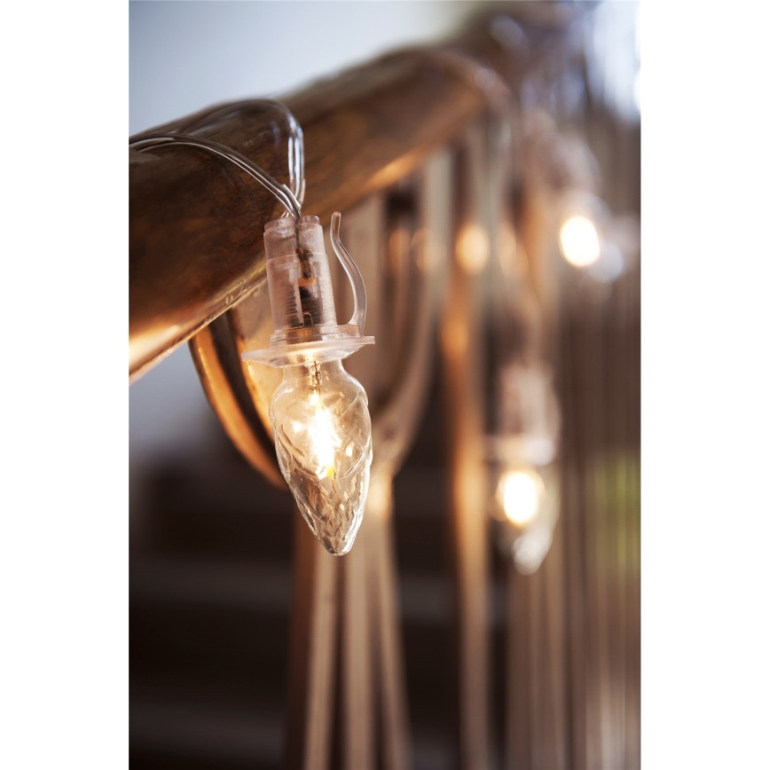 Predlžovací LED vonkajší reťazec CONE FILAMENT 20xE10 14m priehľadný/teplá biela IP44, Vyrobené v ČR