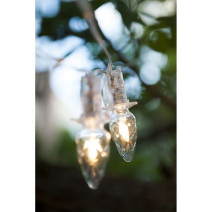 Predlžovací LED vonkajší reťazec CONE FILAMENT 20xE10 14m priehľadný/teplá biela IP44, Vyrobené v ČR