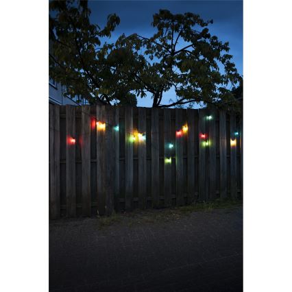 Rozšíriteľná vonkajšia LED girlanda CONE FILAMENT 20xE10 14m farebná/teplá biela IP44, Vyrobené v EÚ