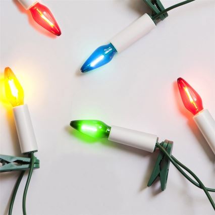 Rozširovacia LED vonkajšie vianočná reťaz FELICIA FILAMENT 20xE10 14m farebná/teplá biela IP44, Vyrobené v EÚ