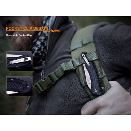 Ruike RUD198PB - Zatvárací vreckový nôž 23,1 cm čierna