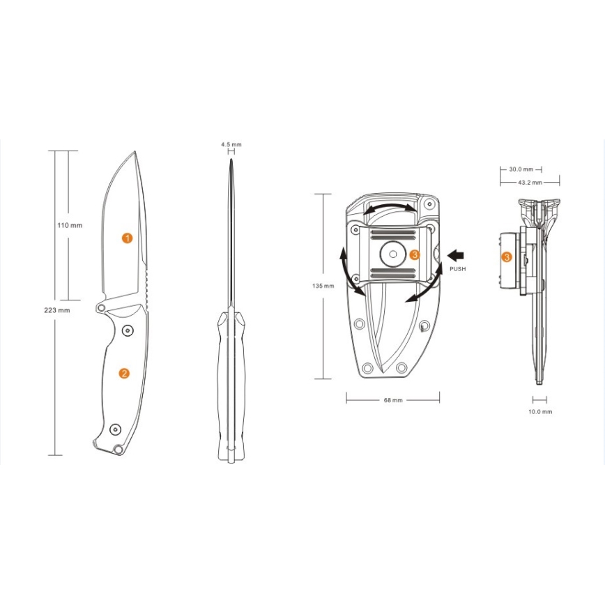 Ruike RUJF118B - Nůž JAGER 22,3 cm čierna