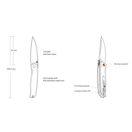 Ruike RUP661B - Zatvárací kompaktný nôž 16,9 cm čierna