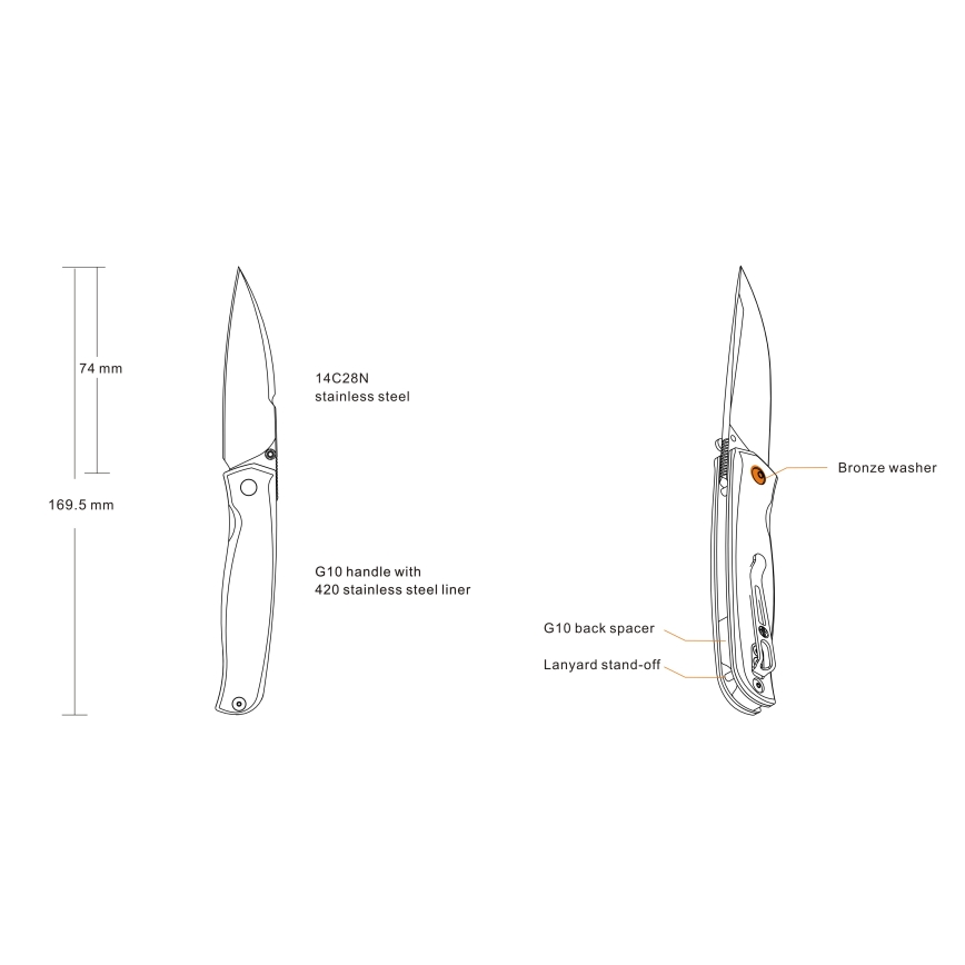 Ruike RUP661B - Zatvárací kompaktný nôž 16,9 cm čierna