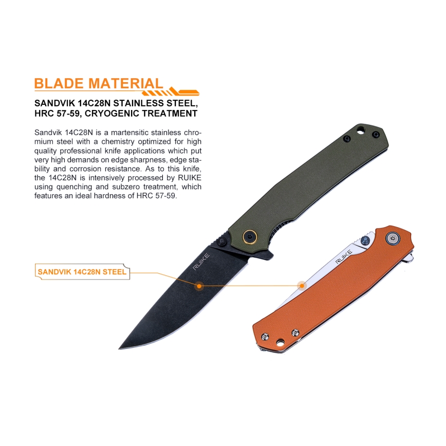 Ruike RUP801G - Zatvárací vreckový nôž 20 cm zelená