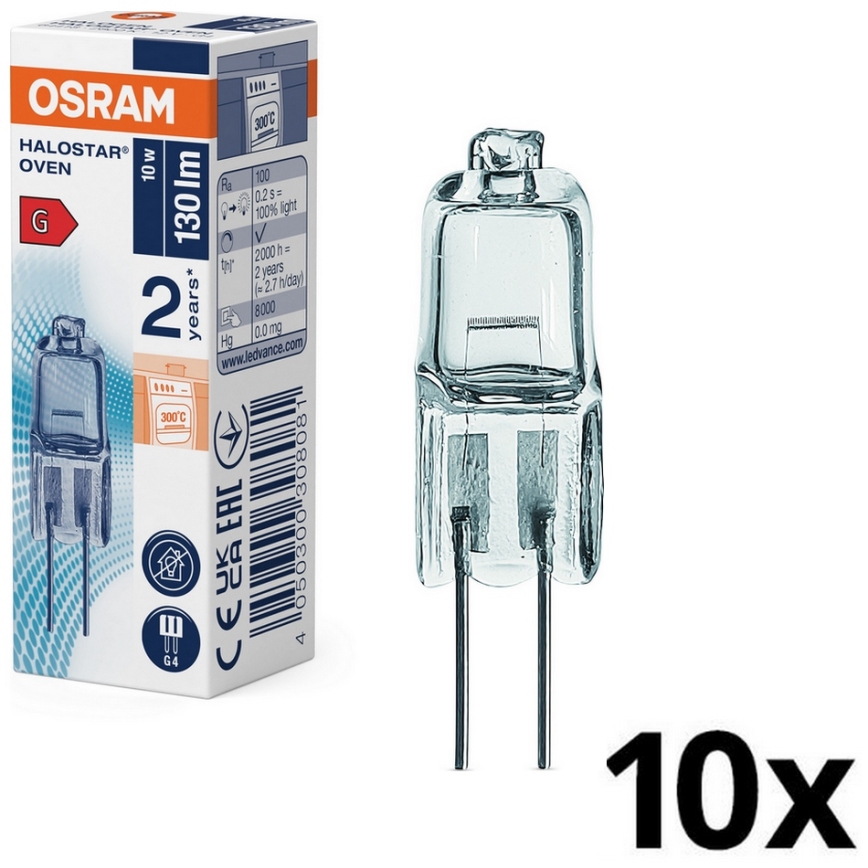 SADA 10 ks žiaroviek do rúry HALOSTAR G4/10W/12V 2700K - Osram