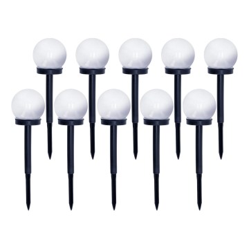 SADA 10x LED Solárna lampa LED/0,12W/1,2V 6500K IP44 40 mAh čierna/biela