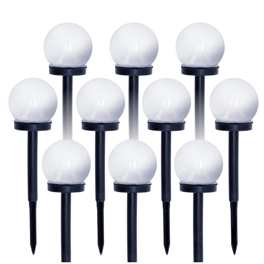 SADA 10x LED Solárna lampa LED/0,12W/1,2V 6500K IP44 čierna/biela