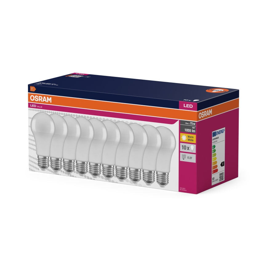 Sada 10x LED žiarovka CLASSIC A75 E27/10W/230V 2700K - Osram