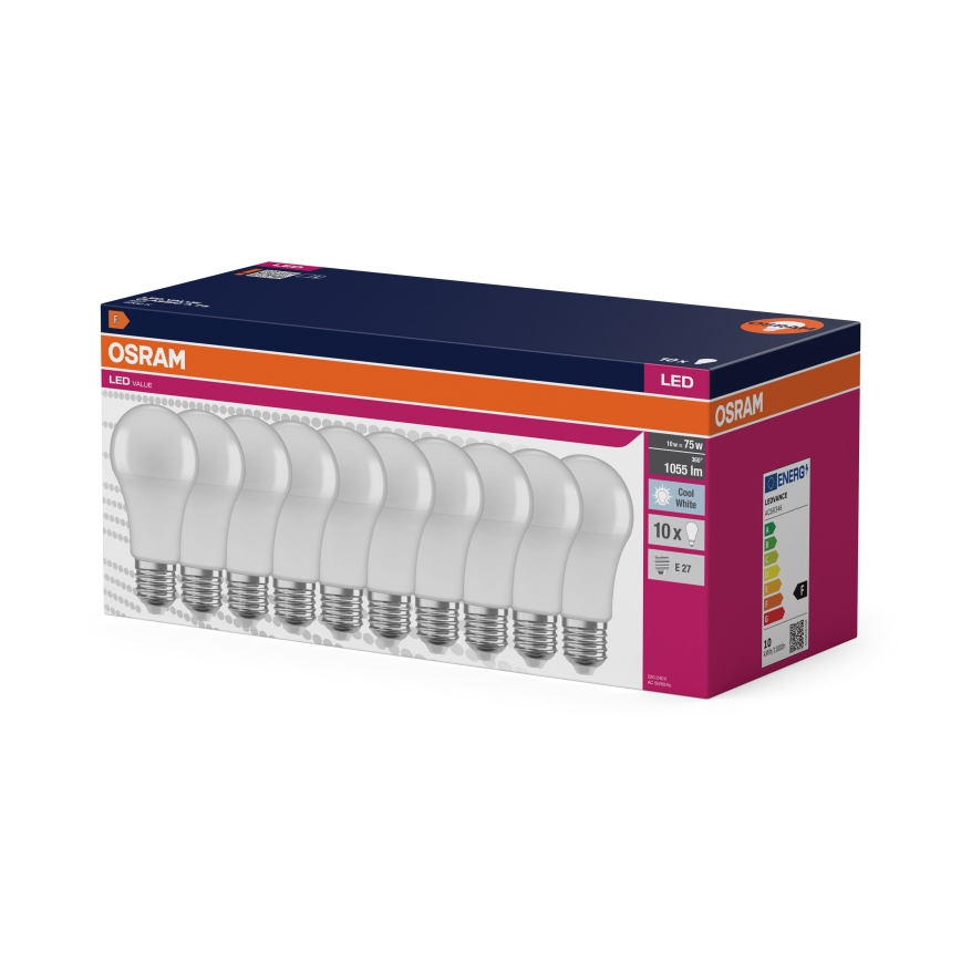 SADA 10x LED Žiarovka CLASSIC A75 E27/10W/230V 4000K - Osram