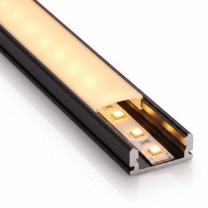 SÚPRAVA 1x LED pás s pohybovým senzorom FLEX LED/3,6W/4xAA 2 m + 2x zapustené profily 1 m čierna/biela