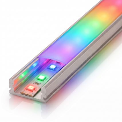 SADA 1x LED RGBW stmievateľný pásik DIGITAL LED/16,5W/230V 5 m + 5x zapustený profil 1 m strieborný/biely + diaľkové ovládanie
