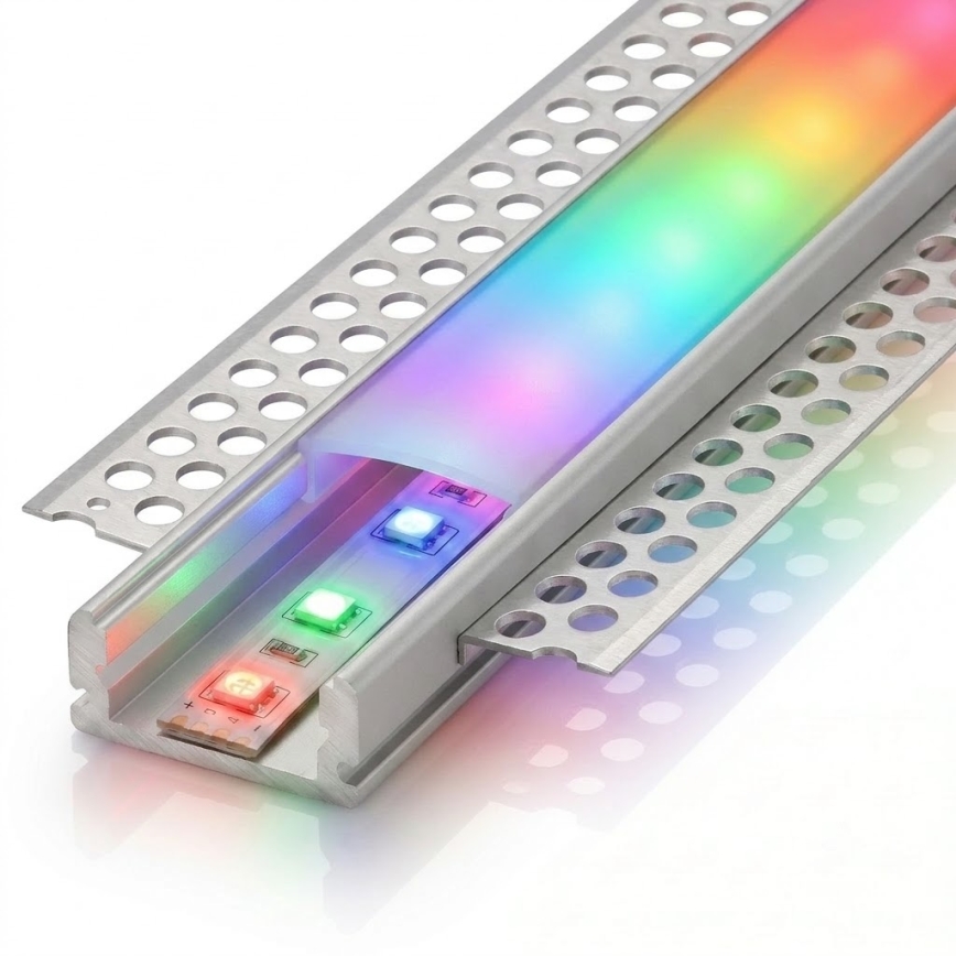 SADA 1x RGBW stmievateľný LED pás DIGITAL LED/9,6W/230V 3 m + 3x zapustený profil 1 m strieborná/biela + diaľkové ovládanie