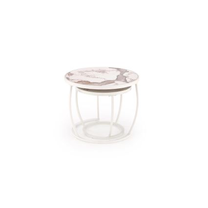 Sada 2 ks konferenčných stolíkov AURORO, béžová/biela