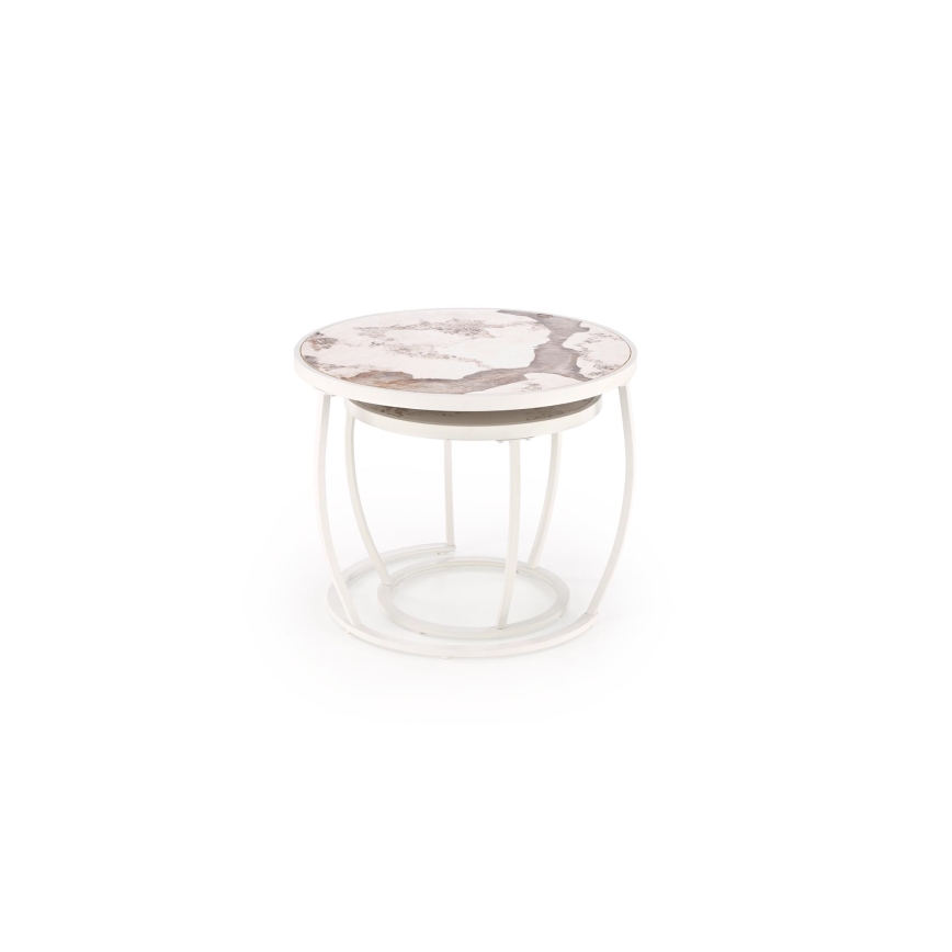 Sada 2 ks konferenčných stolíkov AURORO, béžová/biela