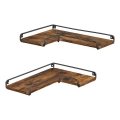 Sada 2 ks nástenných políc SHELFY 40 × 10 × 29 cm hnedá/čierna