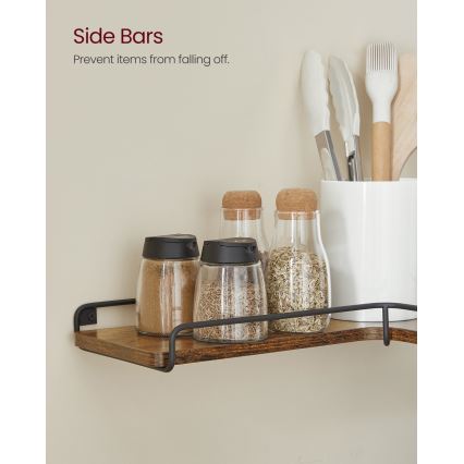 Sada 2 ks nástenných políc SHELFY 40 × 10 × 29 cm hnedá/čierna