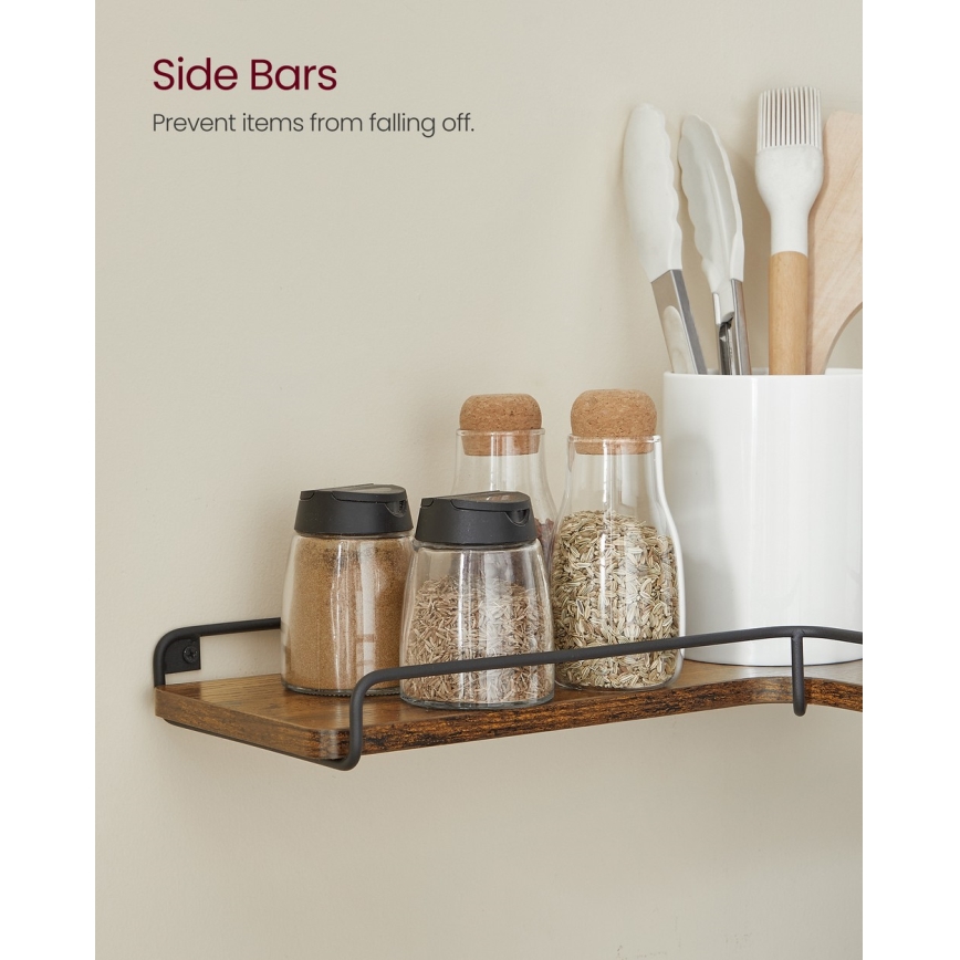 Sada 2 ks nástenných políc SHELFY 40 × 10 × 29 cm hnedá/čierna