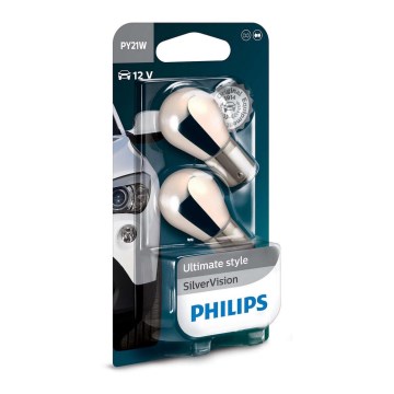 SADA 2x Autožiarovka Philips SILVER VISION 12496SVB2 PY21W BAU15s/21W/12V