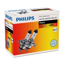 SADA 2x Autožiarovka Philips VISION 12342PRC2 H4 P43t-38/60W/55W/12V