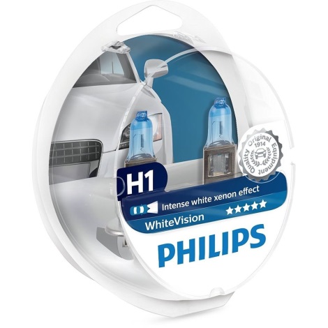 SADA 2x Autožiarovka Philips WHITEVISION 12258WHVSM H1 P14,5s/55W/12V 3700K