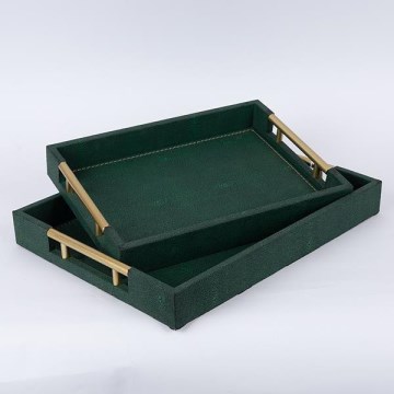 SADA 2x Dekoračný podnos 40x30/34x24 cm zelená